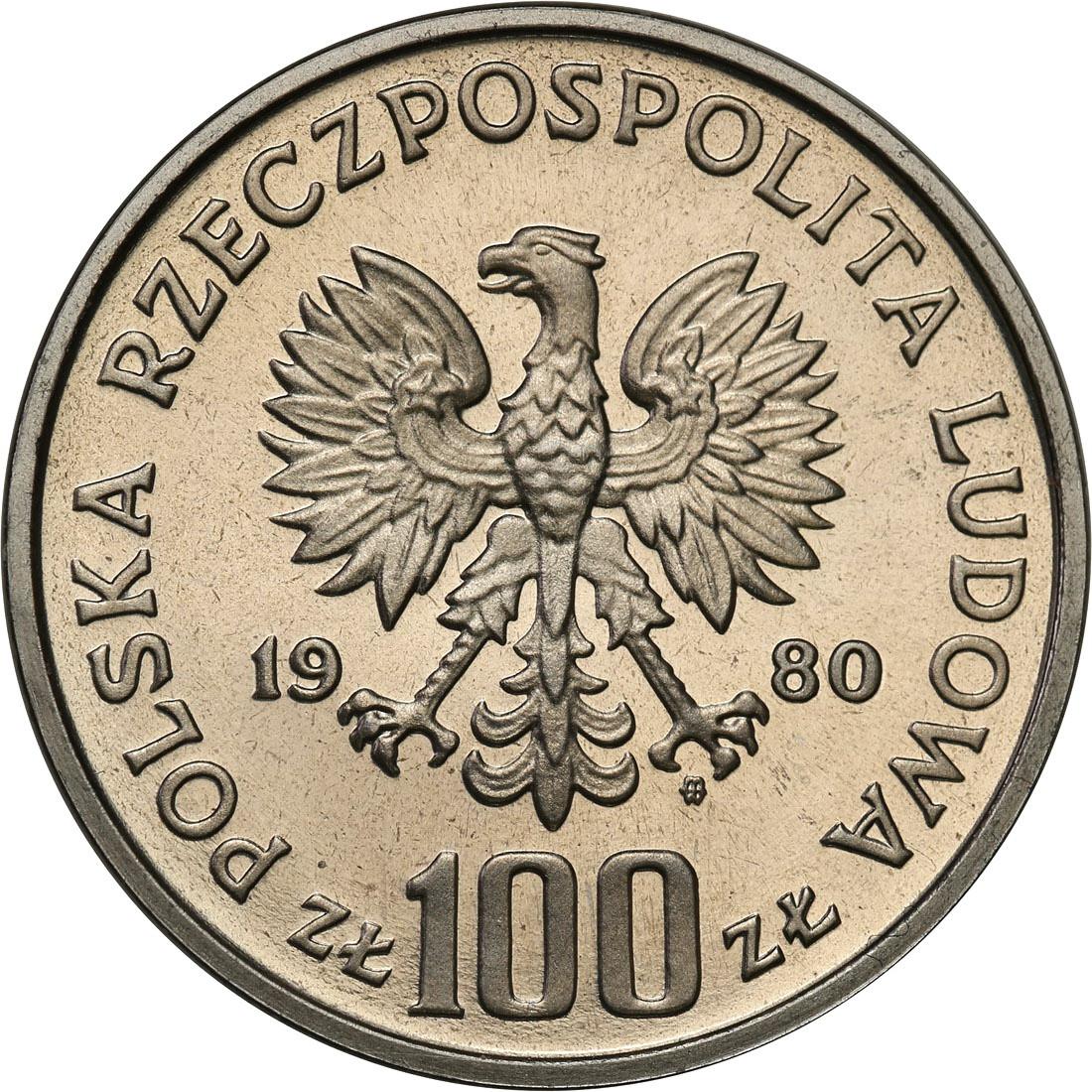PRL. PRÓBA Nikiel 100 złotych 1980 Głuszec